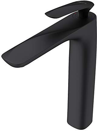 doporro Design Armatur Wasserhahn Bad Schwarz matt | Waschtischarmatur für Waschbecken | Waschbeckenarmatur Bad 28 cm hoch