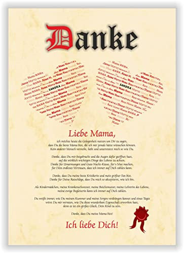 Liebeserklärung personalisierte Geschenkidee Muttertag Mama Frau Bild Geschenk Geburtstag Mutti Jahrestag Weihnachten Ich Liebe Dich Vornamen Bild Spruch Gedicht A4 ohne Rahmen
