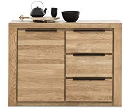 roominado Kommode Greta Anrichte Sideboard 1 Tür / 3 SK Eiche Teilmassiv geölt NEU/OVP