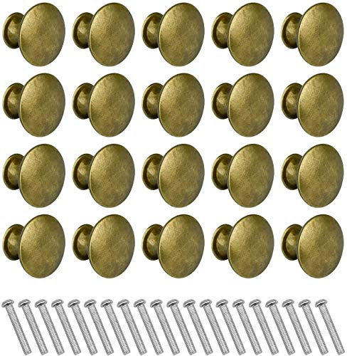 20 Pieces Brass Drawer Knobs Round Cupboard Handles with Screw for Kitchen Bathroom Bedroom - 30mm