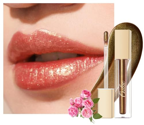 Oulac Makeup Crystal Shine Lipgloss, Toxic, Gold, Bronze, Glossy, Shiny, Shimmer, Plumping, Non Stick Formula, Moisturizing