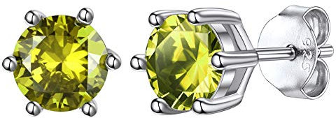 Silvora Kristalle in 925 Sterling Silber Ohrstecker Peridot Zirkonia Damen Ohrringe Geschenk für Frau Frauen MaMa Freundin