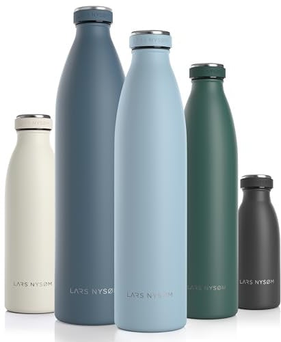 LARS NYSØM Stainless Steel Insulated Water Bottle 350ml, 500ml, 750ml, 1L, 1 5 Liter | Insulated Thermo Flask for Hot and Cold Beverages | Leakproof Drinking Bottle (Sky Blue, 1000ml)