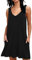 AUSELILY Sommerkleid Damen Ärmellose Strandkleid Leicht Swing Kleid V Ausschnitt Mini Kleid mit Taschen 02 Schwarz M