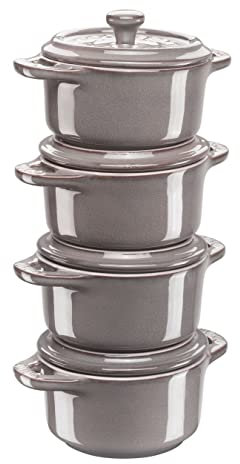 Staub, Ceramic By Staub Mini Cocotte Set 4 compartimentos redondos