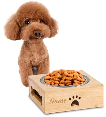 CGFN Gamelle pour Chien Personnalisé, Station d'alimentation pour Chat avec Nom, Mangeoire et Abreuvoir pour Chats, Convient aux Petits et Moyens Chiens, Chats (1 Bol)