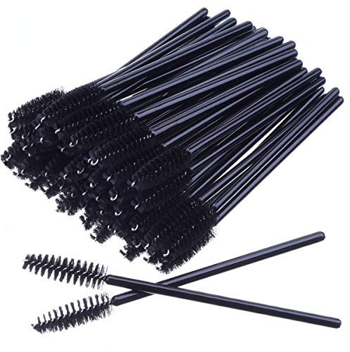 50 PCS Einweg-Wimpernbürsten Mascara Zauberstäbe Wimpern-Augenbrauen-Applikator Kosmetische Make-up-Pinsel-Tool-Kits (Schwarz)