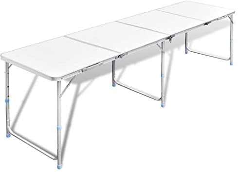 Chenshu Campingtisch zusammenklappbar höhenverstellbar, Klapptisch, Camping Tisch, Tapeziertisch, Balkon Klapptisch, Beistelltisch, Campingmöbel, Aluminium 240 x 60 cm