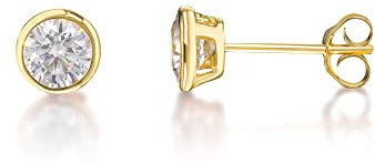 inSCINTILLE Ohrstecker Zirkonia Silber 925 Rhodiniert | Solitär-Ohrstecker Flush Setting Zigeunersetzung | Damen & Mädchen Unisex Herren | Made in Italy | Geschenkbox inklusive