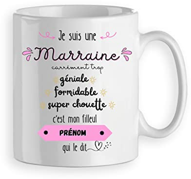 Mug Tasse cadeau pour marraine geniale formidable - cadeau humour marraine personnalisé prénom
