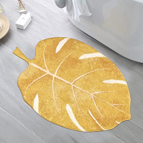 ZQYMM Blattförmiger Teppich Für Schlafzimmer, Blatt Kinderteppich Waschbarer Kinderzimmerteppich rutschfeste Spielzimmermatte Teppich Für Kinderzimmer Eingangsbereich Dekoration,Gelb,110 * 115cm