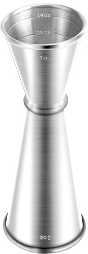 Messbecher für Barkeeper, BRIOUT Double Cocktail Jigger Japanischer Premium 304 Lebensmittelqualität Edelstahl Jigger 2oz 1oz mit Messungen innen, Silber