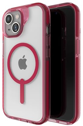 ZAGG Santa Cruz Snap iPhone 15/14/13 Hülle – MagSafe Handyhülle, Fallschutz (4 m), strapazierfähiges Graphen, Anti-Vergilbung und Kratzfeste Handyhülle, Magenta-Rot
