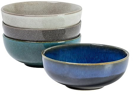 UNICASA Salatschüsseln, Schalen Set für Salat | Suppe | Pasta - 4er Servierschalen Set, Blau/Grün/hellgrau/Dunkelgrau