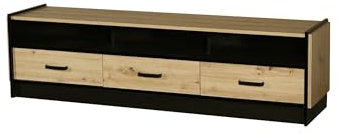 Kuechen-preisbombe TV Board Karia 180 cm Anbauwand Schrankwand Esszimmer Eiche Artisan + Schwarz