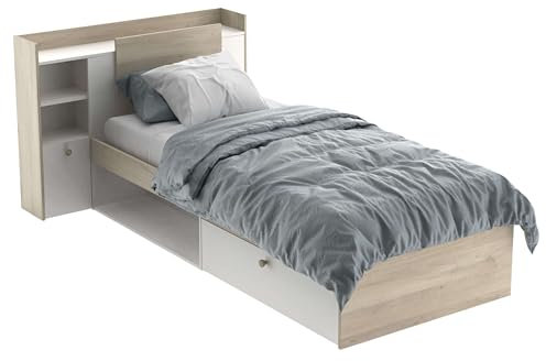 Miroytengo Cama Juvenil Life con Cabecero Color Roble Kronberg Y Blanco 90x190-200 cm