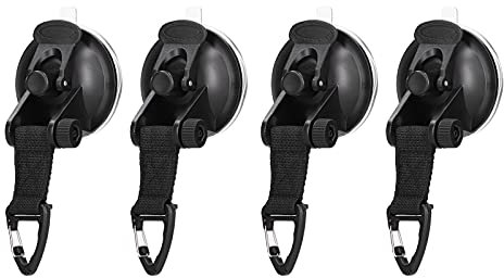 Kleiderhaken, 4 Stück, Robust, mit Saugnapf oder Krawatte, Tragbar, mit Saugnapf, Haken für Cam, Tl, Outdoor, Eckig, Haus, Garten (Dreiecksschnalle)