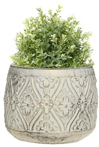 Dibor Baroque Style Plant Pots Vintage Floral Embossed Indoor Plant Pot Flower Pot Gold Finish Houseplant Succulent Cacti Herb Planter Indoor (Medium)