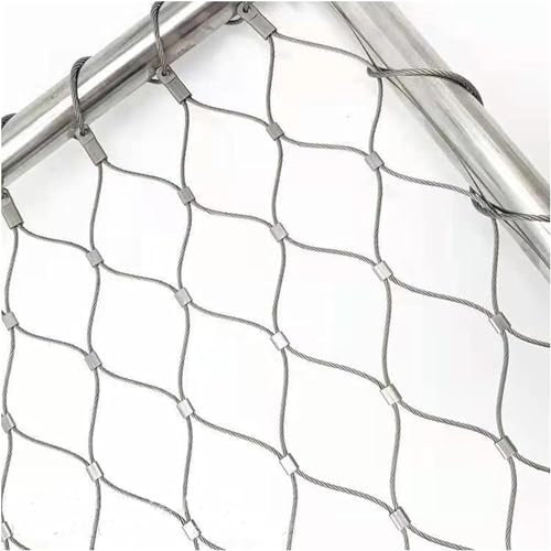 Yoeoefuo Weidezaun Hundezaun Wühlmausgitter 1x10m 2x10m 3x10m 304 Edelstahl Seilnetz 2mm Geländer-Sicherheitsnetz Drahtseilnetz Dekorzaun Geflügelnetz Metallgeflecht Maschendraht (Color : 2mm Wire SI