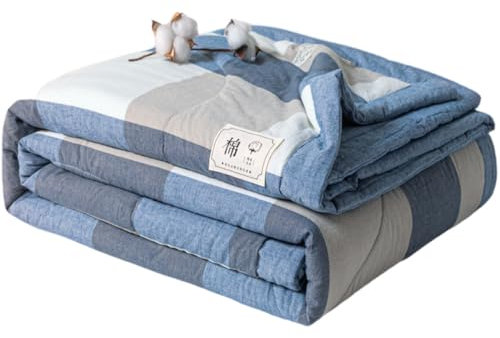Surwin Tagesdecke Bettüberwurf Modern Plaid Gesteppt Steppdecke mit Kariert Muster Reversibler Weich Sommer Steppdecke für Doppelbett Einzelbett, Sofaüberwurf, Wohndecke (Grau Blau,180x200cm)