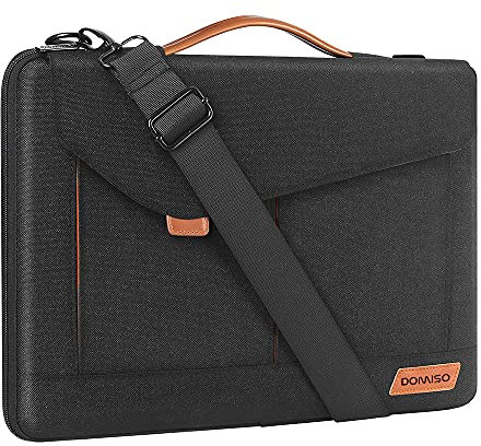 DOMISO 13 Zoll Laptop Hülle Tasche Wasserdicht Business Aktentasche tragen Umhängetasche für Acer Aspire/Swift, ASUS Vivobook/Zenbook 14, Schwarz