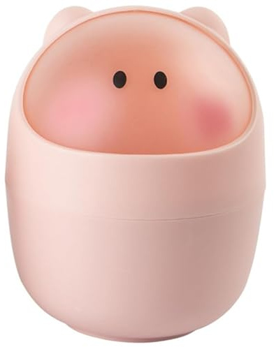 OFFSCH Mini Poubelle De Bureau Avec Couvercle Flip Poubelle De Dessin Animé Pour Chambre D’Enfant Salon Et Bureau Bac À Ordures Compact 4.92 X 4.92 X 6.61 Pouces