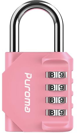 Puroma Zahlenschloss für Schließfach, 4-stellig, wasserdicht, Vorhängeschloss für Schule, Fitnessstudio, Sport, Zaun, Werkzeugkasten, Tor, Koffer, Outdoor, Hasp Lagerung (Rose Pink)
