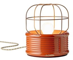 Licht-Erlebnisse Tischlampe Keramik Metall rund Ø 21 cm H: 24 cm klein Handarbeit Orange Shabby Antik E27 Kabelschalter Retro Käfig Schirm Tischleuchte Dekolicht PAOLO