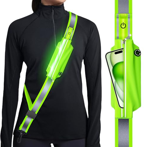 Ylzzrs Leuchtband Joggen mit Reflektor Gürtel,LED Reflektorband USB Typ C Aufladbar Lauflicht mit Reflektoren Licht für Jogger Laufen Fahrrad Hundewandern Outdoor Sports für Männer, Frauen und Kinder