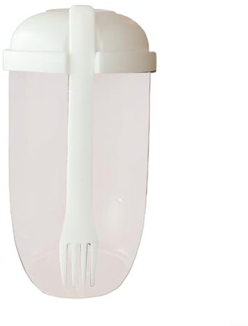 Leak proof Salad Shaker Container with Fork and Lid, Vegetable Containers for Fresh Food (white)