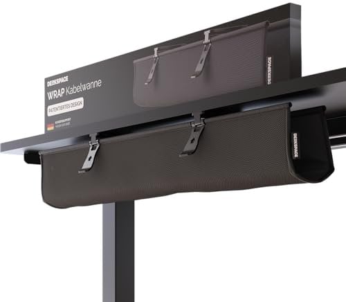 DESKSPACE® Cable Tray Desk Cable Management - Double-Sided Folding Cable Duct - Cable Organiser for the Desk - 94 cm (Black)