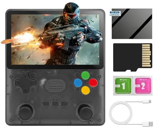 R39s Handheld Games Consoles, with Fully Open-Source Emuelec 4.3 System, 4-inch IPS Screen, 64G TF Card 10000 Retro Games, Retro Handheld Gaming Console, 3000mAh Battery