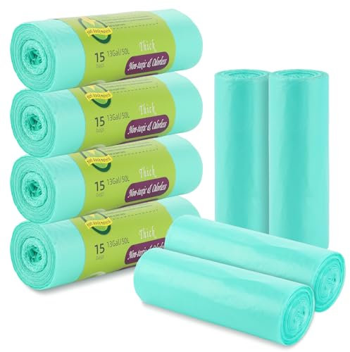 LOPYXBR Pack of 120 Bin Liners, 50 Litres, 60 x 80 cm, Large Kitchen Thick Plastic Rubbish Bags, Blue Trash Bags, Rubbish Bags, Tear-Resistant and Waterproof