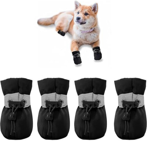 COYUN 4 pcs Hundeschuhe, Hundestiefel Pfotenschutz, Indoor Anti-Rutsch Socken für Hunde Anti Rutsch Pfotenschutz Hundesocken Outdoor Indoor Anti-Rutsch Socken, Hund Weicher Verstellbarer Pfotenschutz