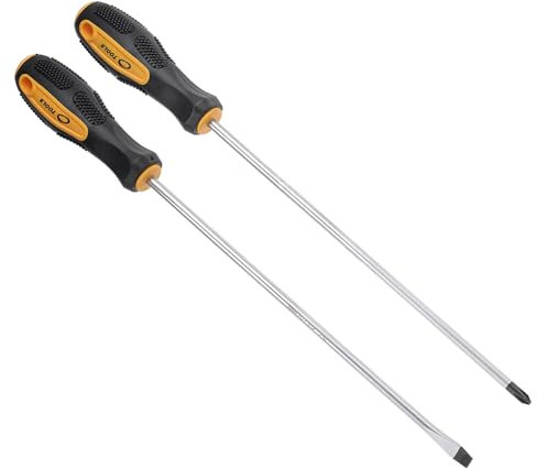 CoCud Magnetic Screwdriver Set, PH2 Phillips 7mm Slotted 10 Shaft, Phillips Slotted Screwdrivers with Non-Slip Handle - (Applications: for Home Maintenance), 2-Pieces