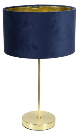 ValueLights | Charlie Gold Stem Table Lamp with Navy Velvet & Gold Inner Shade & Warm White Bulb | Table Lamps, Home Décor & Improvement Essential