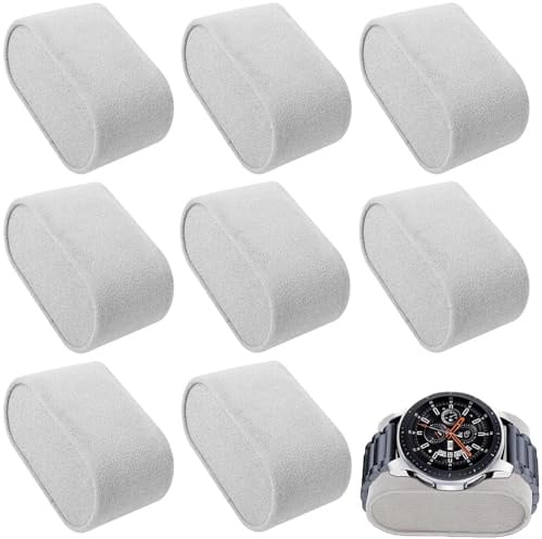 Bessy shop Armband Uhrenkissen,8PCS Uhr Display Kissen Boxen Kissen Uhrenhalter, weiche Faux Samt Armbanduhr Display Pad Schmuck Display Stand Kissen für Uhren Armbänder und Anderen Schmuck (Grau)