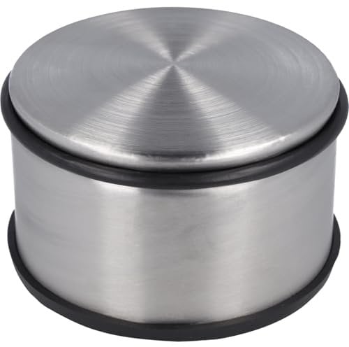 Westcott Fermaporta in acciaio inox | Fermaporta rotondo con peso proprio di 1,8 kg | Anello in gomma che protegge la porta | Base extra antiscivolo | ⌀ 11 cm, altezza 7 cm | E-19006 00