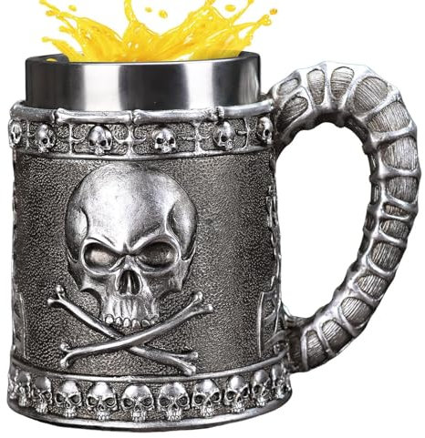 Chope à bière en acier inoxydable – Gobelet isotherme réutilisable avec poignée pour Halloween, fête à la maison, camping, thé et lait, hommes et femmes