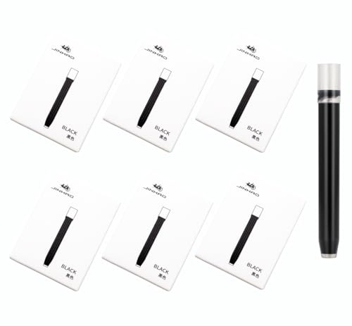 Jinhao 10 Fountain Pen Ink Cartridge Set – 36 PCS Black Ink Cartridges + 1 PCS Metal Protector, 5.5mm Bore Diameter Quick-Drying Ink Refill for Retractable Pen (Black)