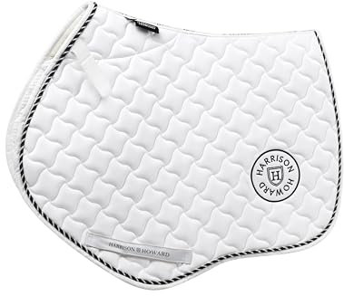 Harrison Howard English Schabracke für Pferde Reiten Nahkontakt Schabracke Rutschfest Feuchtigkeitstransport Stoßdämpfend Weiß