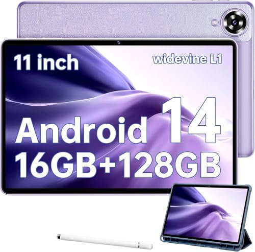 OUKITEL OT11 Android 14 Tablet, 11 Inch, 16GB+128GB/1TB TF, 8-Core Gaming, 4G LTE/5G WIFI Tablet with 8000mAh Battery | Widevine L1 | Stylus Pen | 13+5MP Camera | Face Unlock | GPS | OTG