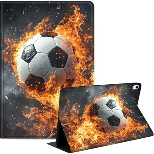 Case for iPad mini 7 (A17 Pro) Generation Case 2024, iPad mini 6 Case 2021, 8.3-inch Slim PU Leather Stand Cover with Auto Wake/Sleep, Multi-Angle Viewing & Shockproof, Flame Football