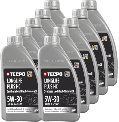TECPO Motoröl 10 Liter 5W-30 LONGLIFE Plus HC Synthese passend für ACEA C3 / API SN / 504/507 / 229.31/229.51 / LL-04 / C30