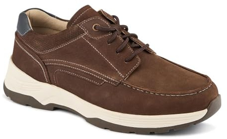 Extra-Wide Leather Casual Shoes - Brown Size 10