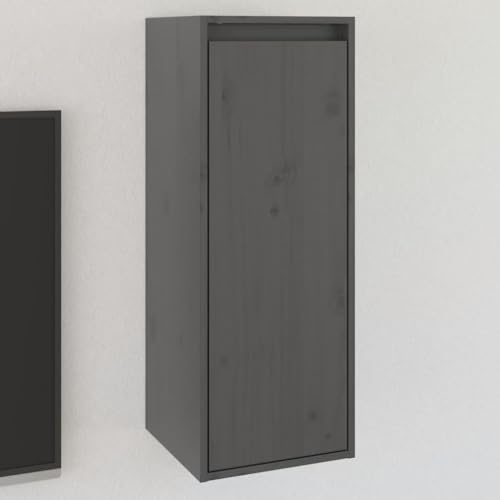 LoogCape Wandschrank Grau 30x30x80 cm, Massivholz Kiefer, Robuster Hängeschrank für Badezimmer, Schlafzimmer, Wandregal für Bücher, Dekoration, Langlebig
