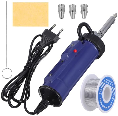 Elektrische Entlötpumpe 350w 30w Blau, Vakuum Lötsauger | Edelstahl Kupfer Eva, für Wartung Elektronischer Geräte, mit Saugdüse und Wechselspitzen