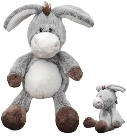 GUOYOU Esel Kuscheltier & Kuscheltier Esel, 32cm Esel Plüschtier Grau Braun, Weiches Stofftier Stehend Niedliche Eselpuppe Für Kinder Jungen Mädchen, Kuscheln(Grau)
