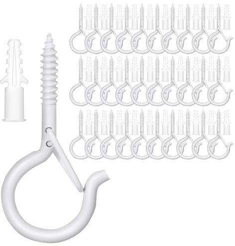 Ruikdly 30 pezzi ganci a vite bianchi ganci da avvitare con sicurezza ganci da parete, ganci da soffitto, ganci a vite per amache tende da sole sedie sospese sedie a dondolo cavi fissi vasi sospesi