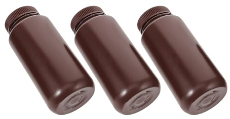 PATKAW 3pcs Refillable Plastic Storage Bottles 500ml Brown Pp Material with Excellent Sealing and Deformation Resistance, for Medication Or Chemical Storage